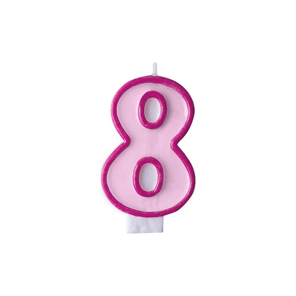 CANDELA ROSA NUMERO -8-   7 CM  1 PZ