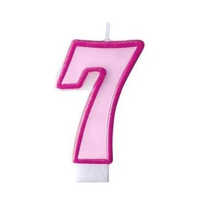 CANDELA ROSA NUMERO -7-   7 CM  1 PZ