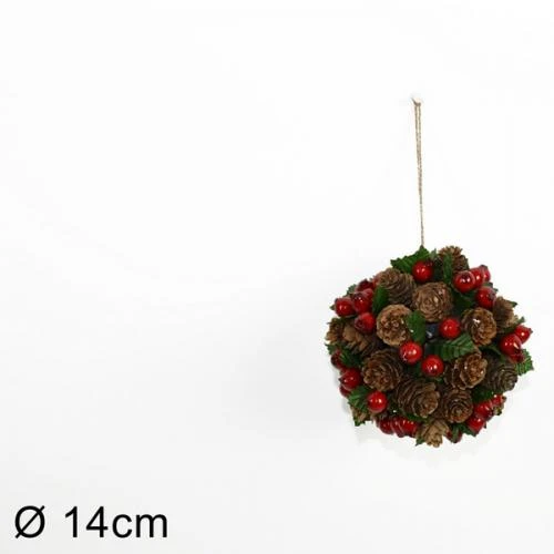"NATALE" appendino pigne con bacche cm 14