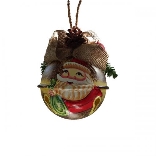 "NATALE" sfera sonaglio babbo natale con fiocco 15 cm