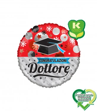 PALLONCINO LAUREA IN FOIL CONGRATULAZIONI DOTTORE CON TOCCO