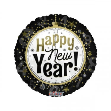 "NATALE" PALLONCINO HAPPY NEW YEAR IN FOIL GONFIABILE AD ELIO (45 CM CIRCA)