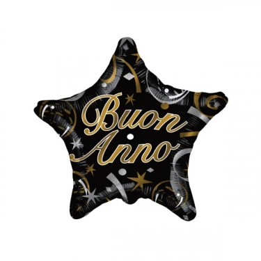 "NATALE" PALLONCINO BUON ANNO IN FOIL A FORMA DI STELLA GONFIABILE AD ELIO ( 45 CM CIRCA)