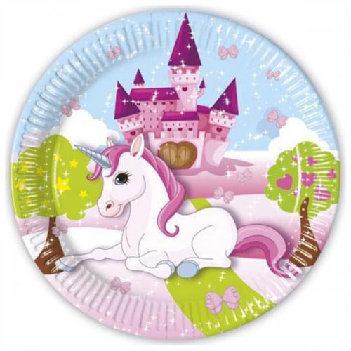 PIATTO UNICORNO 23 CM 8 PZ