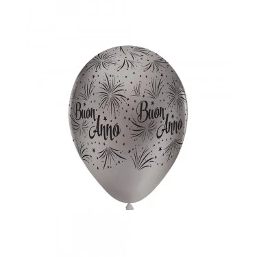 "NATALE" PALLONCINO IN LATTICE BUON ANNO ARGENTO GONFIABILE AD ELIO (30 CM CIRCA)