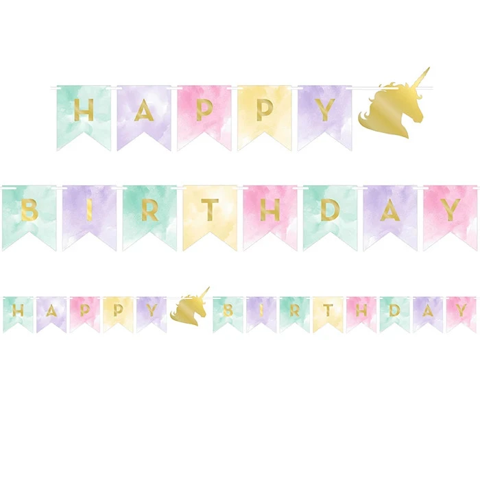 FESTONE UNICORNO GOLD A LETTERA IN CARTONCINO 167X14 CM
